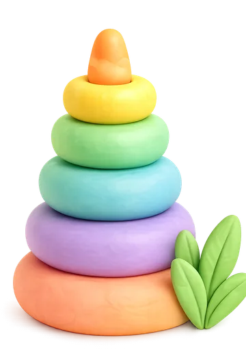 Colourful stacking rings and alphabet blocks representing early learning
