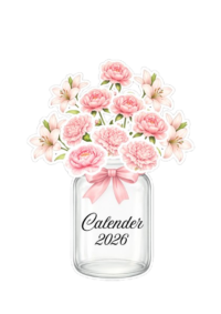 Floral Jar 2026 – Printable DIY Desk Calendar (A4)