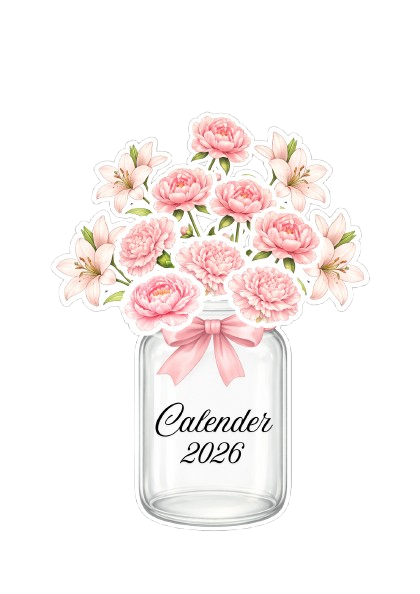 Floral Jar 2026 – Printable DIY Desk Calendar (A4)